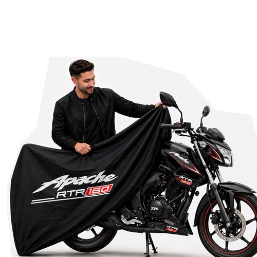Image of Kayme Motorcycle Cover Waterproof Heavy Duty All Weather, Quad 4 Wheeler Cover Sun Rain Snow Protection (Mid-Black, Apache RTR 160)