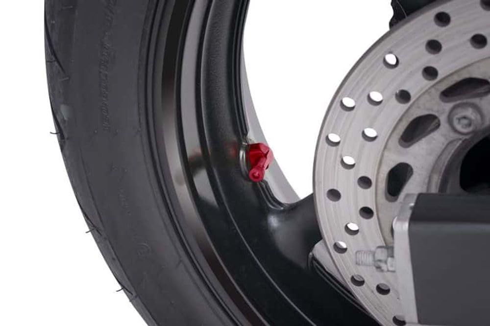Puig 8100R Valvole ruota in alluminio lavorato anodizzato con design funzionale per facilitare il gonfiaggio e personalizzare l’estetica, Rosso