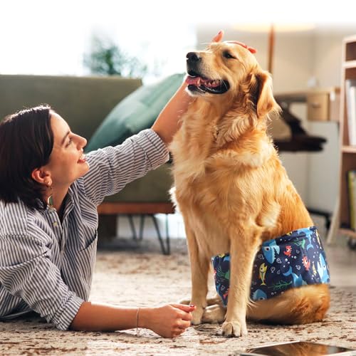 Image of wegreeco Small Dog Diapers Male,Reusable Belly Bands for Male Dogs,Washable Doggie Puppy Male Diapers Wraps,Medium Large Size (5 Pack XX-Large, Pixiesprite)