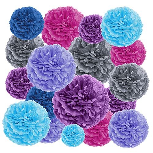 Image of EPIQUEONE Tissue Paper Pom-Poms Kit - DIY Tissue Flower & Pom Accent Decoration - Vibrant Baby & Bridal Party Colors - Reusable Party Decorations - 20 Count, Multicolor, 6 inch-14