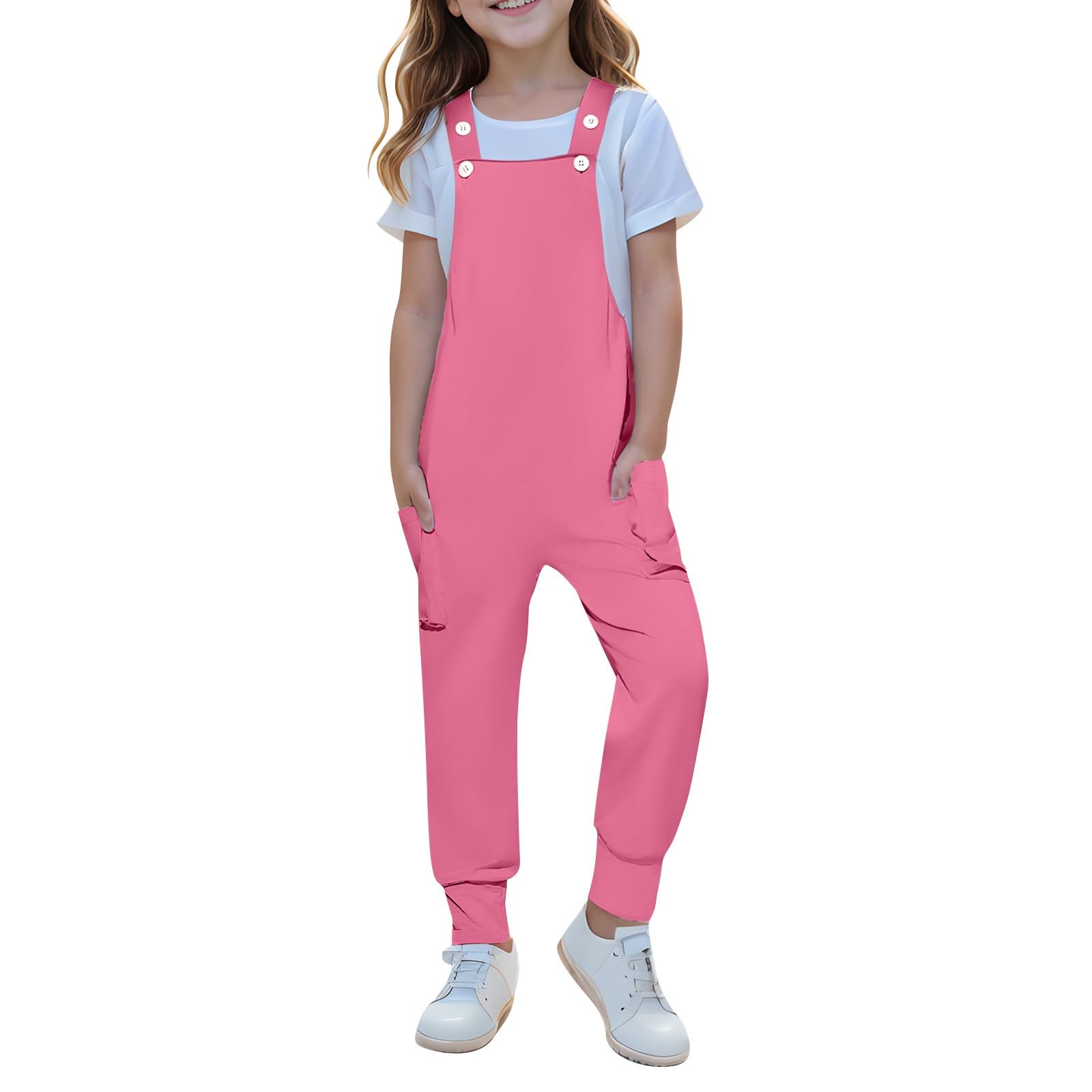 Combinaisons pour enfants de 5 à 13 ans - Sans manches - Jambes larges avec poche - Salopette d'été pour tout-petits - Salopette ample pour enfants - Salopette décontractée pour enfant