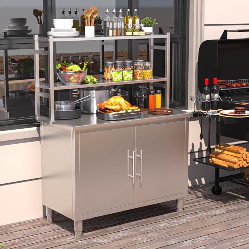 Image of Stainless Steel Table with Cabinet, 40 inchx20 inch Kitchen Prep Table