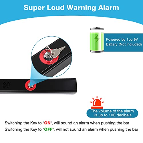 Ironwalls Alarm Panic Bars For Exit Doors 27.5”, Commercial Door Push Bar Panic Exit Device With Alarm, Exterior Door Lever, Stainless Steel Emergency Exit Door Push Bar For 27.5”-41” Doors #TOP4