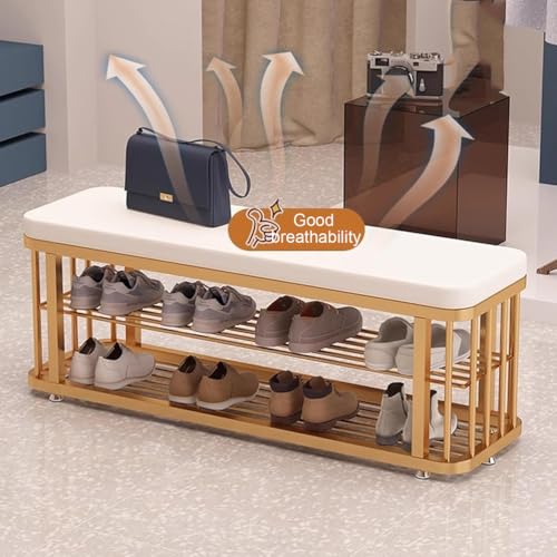 Banc à chaussures d'entrée en métal résistant pour petit espace - 5