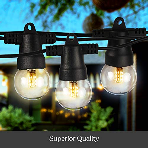 Brightech Ambience Pro - Waterproof Solar LED Outdoor String Lights – 1W Retro Edison Globe Bulbs - 27 Ft Bistro Lights Create Cafe Ambience in Your Yard, Pergola - Soft White
