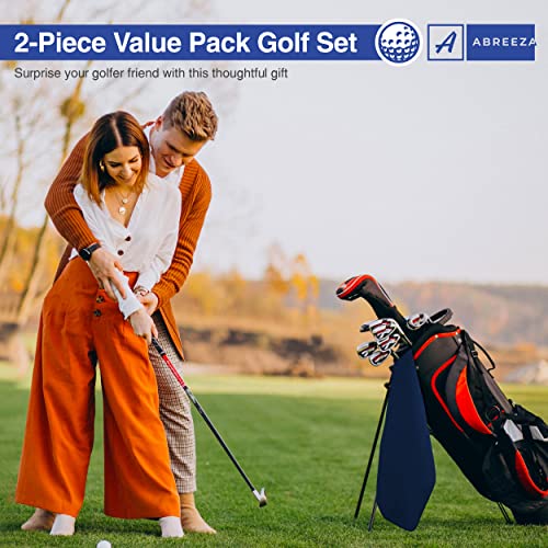 Golf Towels For Men, Microfiber Golf Towel, Waffle Pattern Tri-Fold Golf Accessories For Men | Golf Cleaning Brush | Navy Blue Golf Towel (Navy Towel With Brush) #TOP5