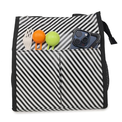 Image of Insulated Lunch Bag with Drawstring Closure, Green, Reusable Tote for Meals (Malti)