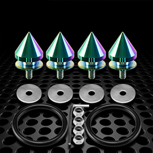 JDMBESTBOY JDM Neo Chrome Spiked Quick Release Fasteners for Car Bumpers Trunk Fender Hatch Lids Kit from