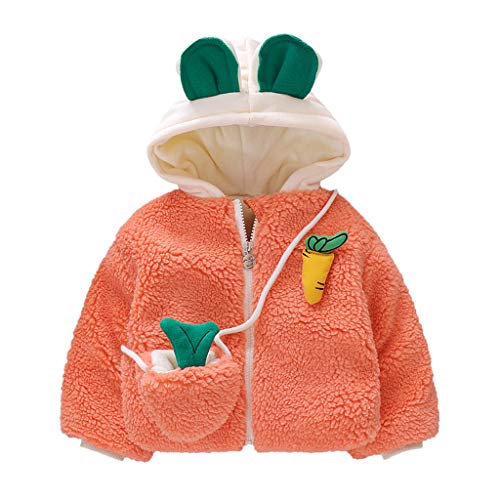 aihihe Baby Girls Hooded Sweater Coats Jackets Sherpa Lining Rabbit Ear Hoodies Winter Warm Jacket Outerwear with Bags