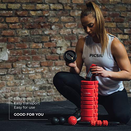 PICSIL rubberen foamroller voor diepe spiermassage, foamroller set 5-in-1, foamroller uit rubber voor spiermassage… - Image 4
