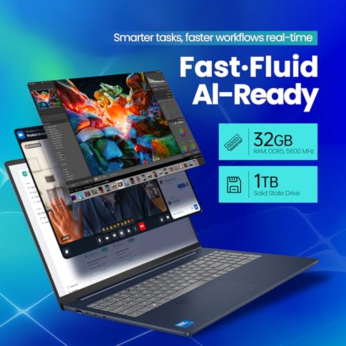 Image of Lenovo IdeaPad Business Laptop, 16 inch FHD+ Touchscreen, Intel Core 7 240H (10-Core up to 5.0GHz), 32GB DDR5 RAM, 2TB SSD, Backlit Keyboard, IR Facial Login, Wi-Fi 6, Windows 11 Pro, Copilot AI Ready