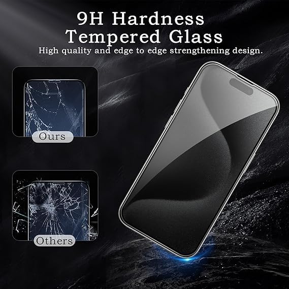 Image of [ 2+2 Pack Privacy Screen Protecor for iPhone 15 Pro Max Anti-Spy Shatterproof Tempered Glass with Camera Lens Tempered Glass 9H Hardness Bubble Free Anti-Glare Case Friendly