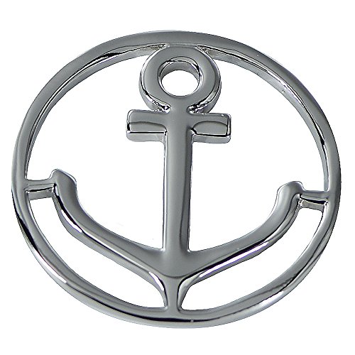 Quiges Versilbert Large Coin 33mm Ankerform für austauschbare Anhänger Münzfassung Halskette