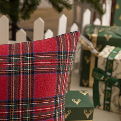 Image of AQOTHES Christmas Plaid Decorative Throw Pillow Covers Red 16x16 Inches