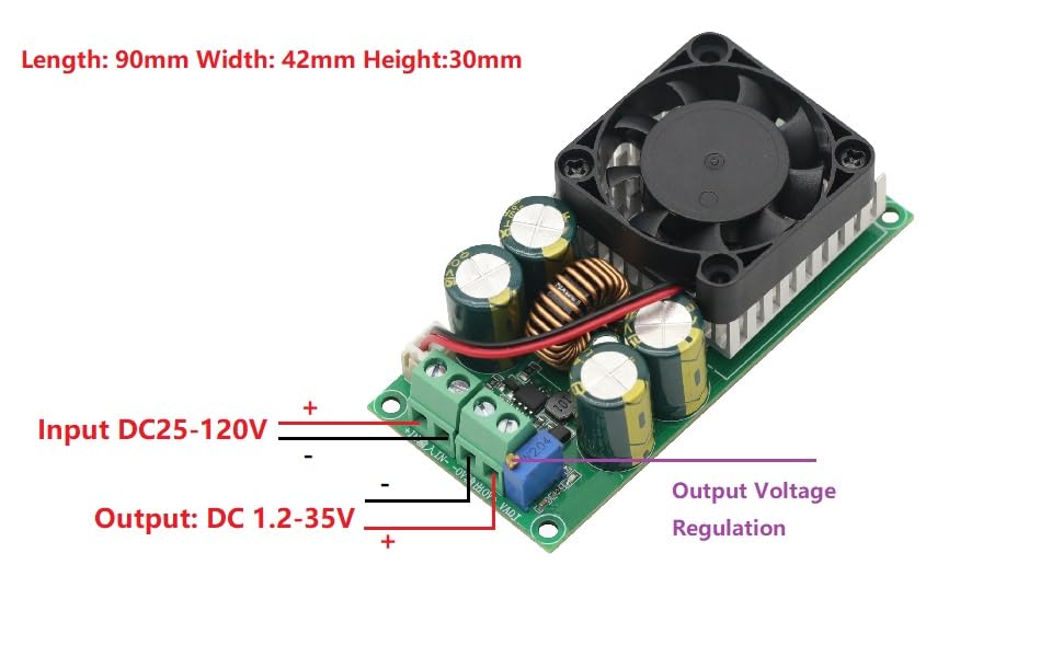 Image of DC 25-120V to DC 1.2-35V 10A Adjustable Regulated Power Supply Module Buck Converter Constant Voltage Constant Current Module