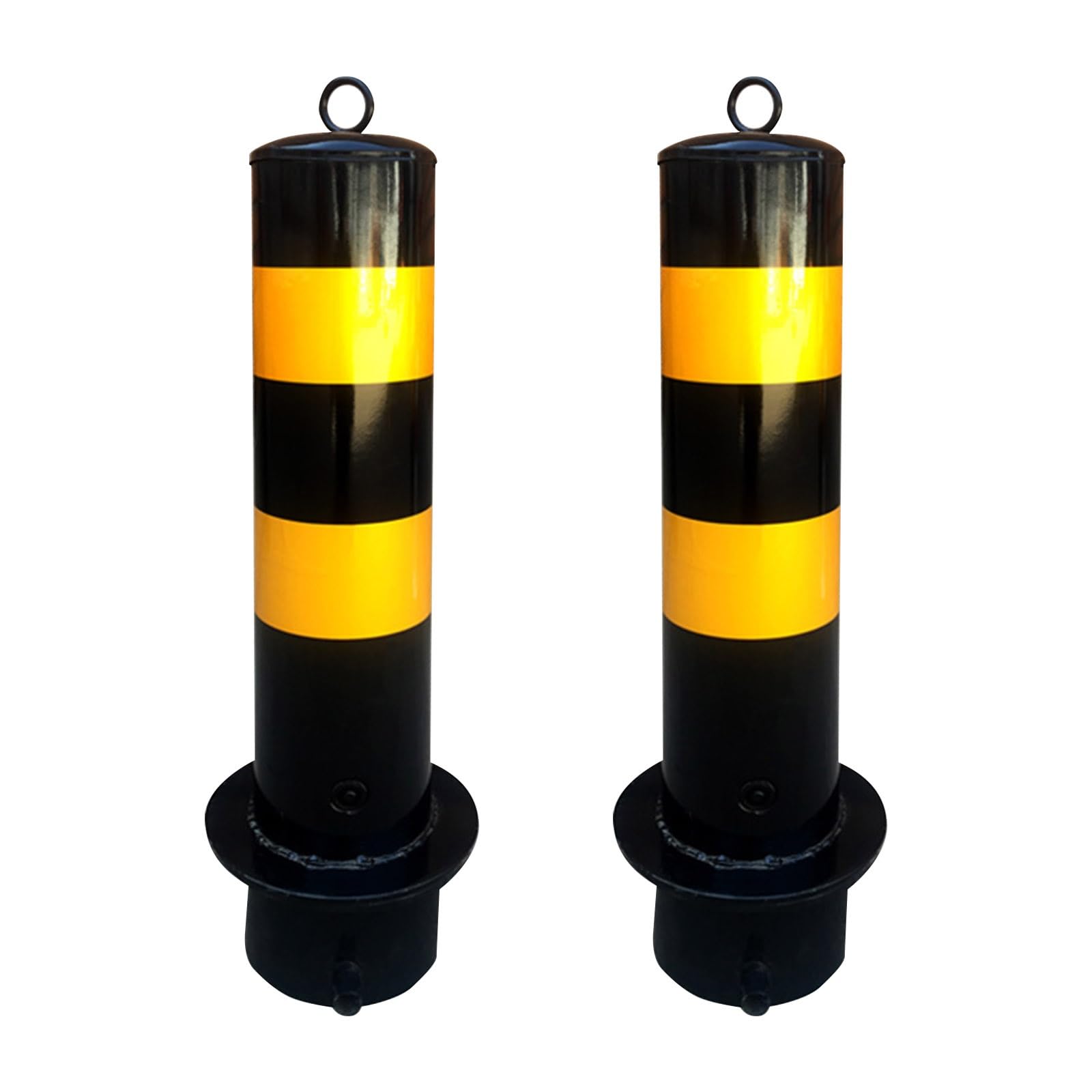 WOTZOV Traffic Safety Bollard With Reflective Tape, Construction Heavy-Duty Bollard Post, Road Safety Steel Bollards For Traffic-Sensitive Area,2Pcs