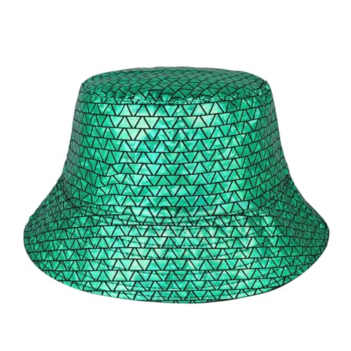 Image of Unisex Metallic Bucket Hat Waterproof Holographic Bucket Hat Fishing Hat Trendy Hip Pop Sun Cap