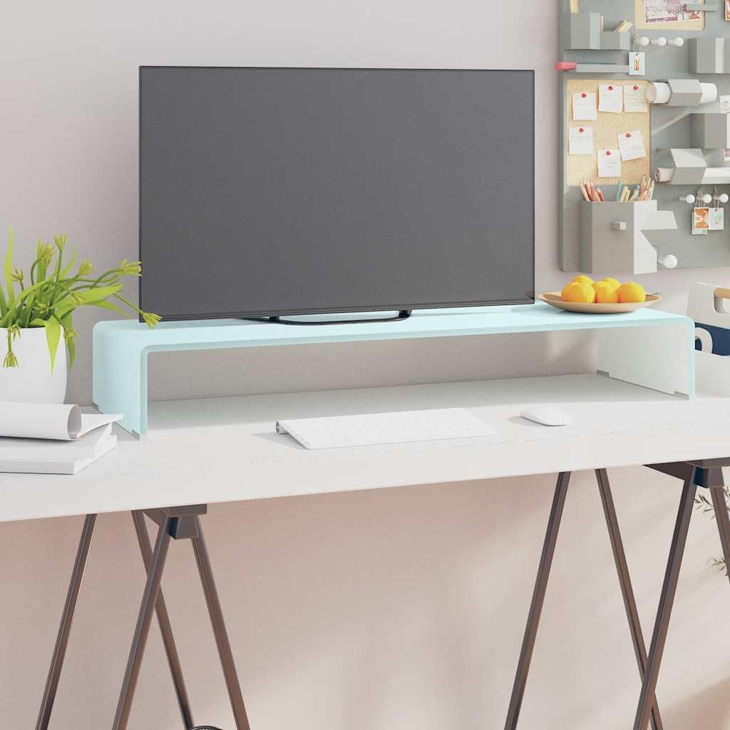 Leasha Rehausseur Écran PC Bureau, Réhausseur d'Écran Support de Moniteur 90x30x13 cm verre vert