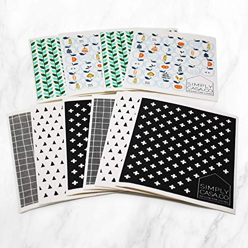 Simplycasa Swedish Dishcloth Sponge Pack Of 10, Eco-Friendly 100% Biodegradable Cellulose Sponge Cleaning Cloths, Kitchen Cloths #TOP7