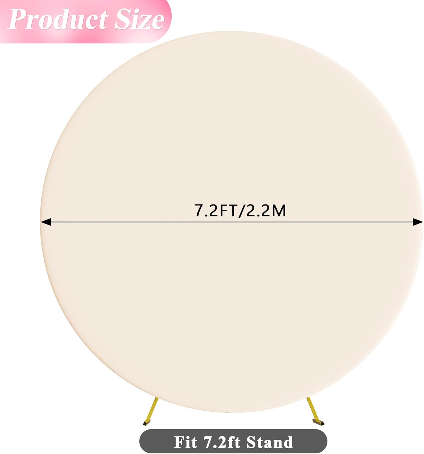 wokceer 7.2ft round backdrop cover beige round arch covers with buckles polyster circle balloon arch cover for wedding birthday party ceremony decor 7.2ft beige