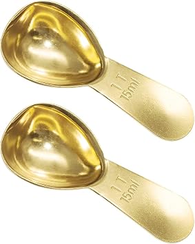 2 Pack Coffee Scoop, 1 Tablespoon, Stainless Steel Measuring Spoons for Ground Coffee, Sugar, Protein Powder, Tea Leaves (2, Gold, 15 ml)