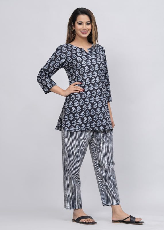 Image of Cotton Printed Night Suit for Women's Shirt and Pyjama Set Sleep wear Set for Womens and Girls