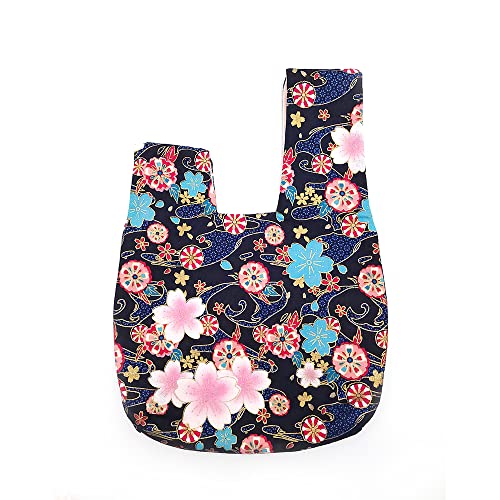 Bolso de muñeca de algodón con patrón japonés miniatura 2