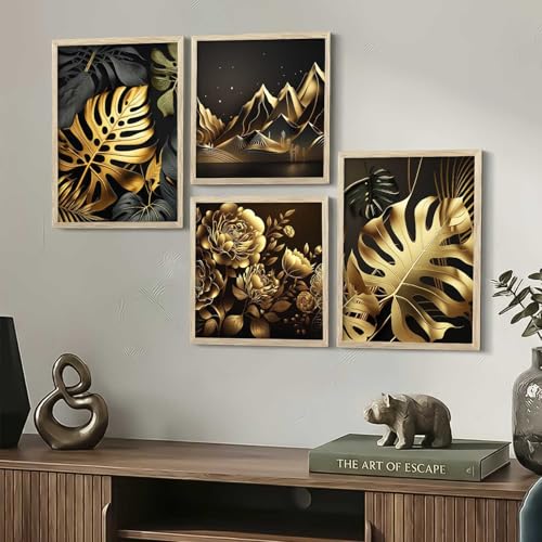 Image of kotart Aesthetic Modern Wall Decor Paintings with Frame for Home Decoration - Painting for Living Room Bedroom - Painting for Wall Decoration Set of 4 (Art 10, Big (13x17 or 13x13 inch))