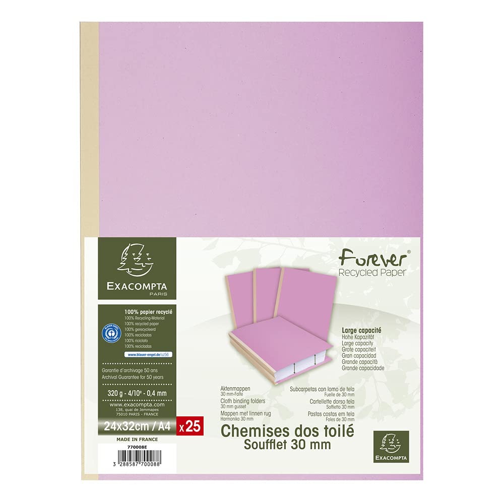 Exacompta 25 Chemises Rigides à soufflet Forever® Ange Bleu Assorties