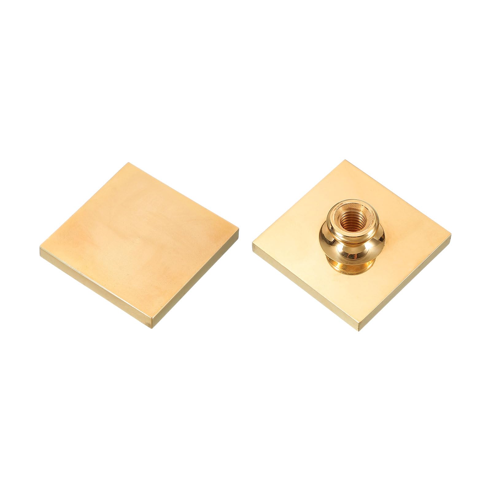 PATIKIL 1.6" Blank Wax Seal Stamp Head, 2Pcs Square Brass Sealing Wax Stamp Heads for DIY Card Making Envelope Sealing Wedding Invitation Crafting, Gold Tone