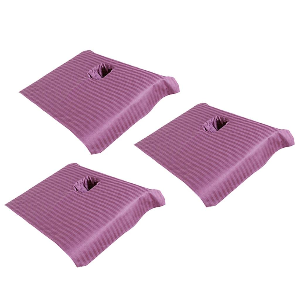 Merishopp 3pcs Cotton Massage Table Face Hole Towel Beauty Bed Cover Sheet Purple-image-39