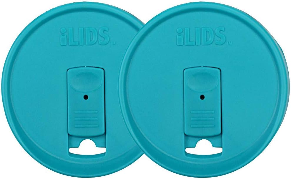 Mason Jar Drink Lid, Wide Mouth, USA Made, Aqua Blue, Pack of 2