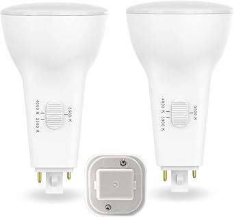 | 10W-26W Eq PL Vertical LED Bulb, 2 Pins Diagonal,G24D, 1000lm, 3 CCT Selectable 3000K/3500K/4000K, 50,000 Hours Lifetime - Ballast Removal Required