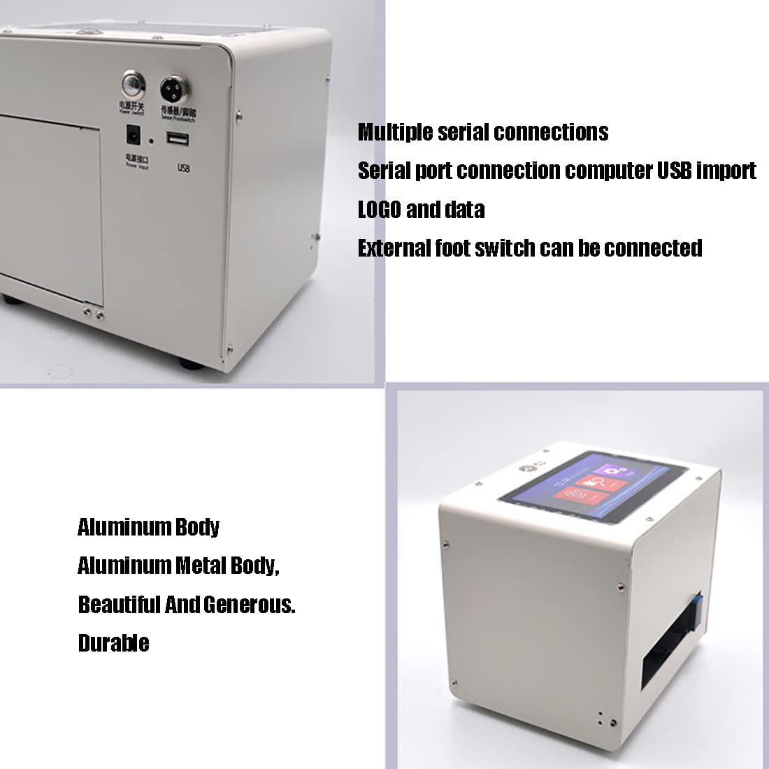 Imprimante jet d'encre de bureau portable, imprimante jet d'encre industrielle automatique, imprimante de bureau de 12,7 mm pour l'impression de codes QR sur les bouchons de bouteilles à surface