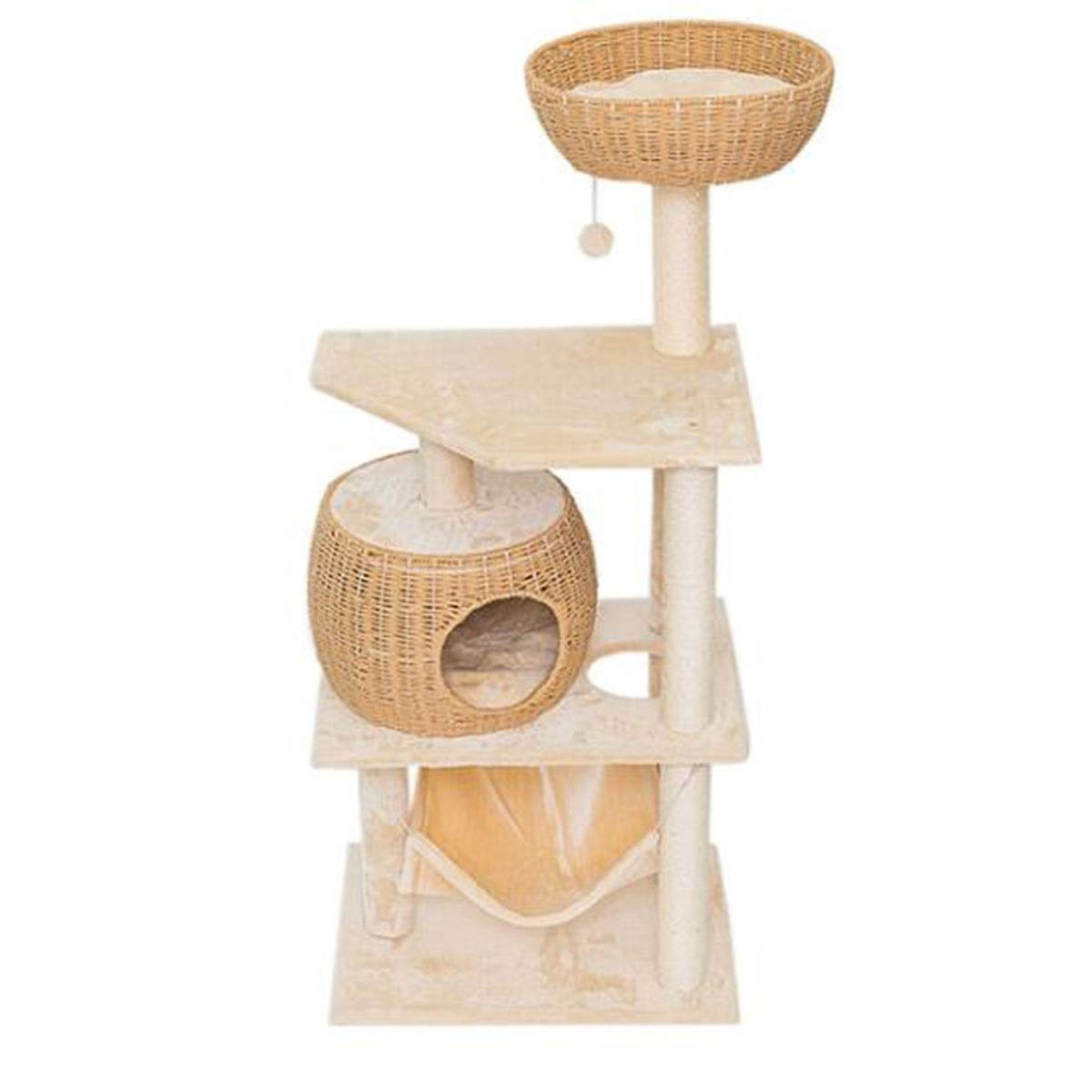Amazon Co Jp Xinqing 引っかき記事と55 1インチの大型マルチレベルキャットツリーコンドミニアム 手作り 紙ロープコンドズ パーチ 子猫 猫のためのぬいぐるみハンモック ペット用品