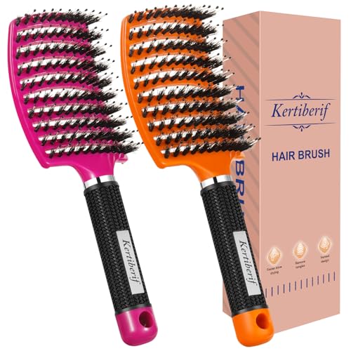 Cepillo de pelo de cerdas de jabalí curvado para un desenredado fácil después de la ducha