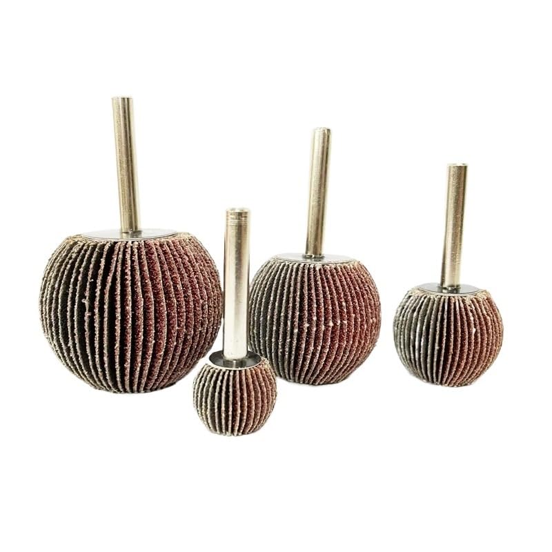 Set di 4 ruote sferiche a lamelle in carta vetrata, grana 60/80/120/180, gambo da 6 mm, utensile rotante for lucidatura abrasiva for smerigliatrici e accessori wanglan(D40)