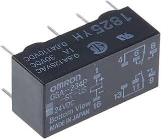 كتاوت اشارة يثبت على لوحة الدوائر المطبوعة طراز G6A-234P-ST-US، جهد ملف التشغيل بالتيار المستمر 24 فولت، تيار التبديل الأقصى 2 أمبير، نوع نقاط التلامس (قطب مزدوج)، محكم الإغلاق بالكامل