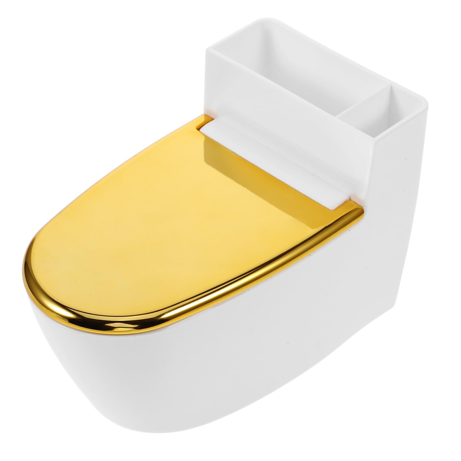 Toilet Shaped Ashtray Wall Mounted or Desktop Ash Tray, Fireproof Plastic and Stainless Steel, White and Gold, for Home Decor and Storage