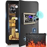 Riddost 2.25 Cub Large Biometric Fireproof Home Safe, Quick-Access Security Safe Box with Fingerprin