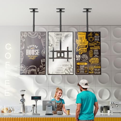 ONKRON TV Deckenhalterung für 32-80 Zoll Fernseher bis 68 kg, Deckenhalterung für Fernseher höhenverstellbar, VESA 100x100-600x400, Monitor & TV Halterung Decke schwenkbar neigbar Schwarz N1L-B – Bild 8