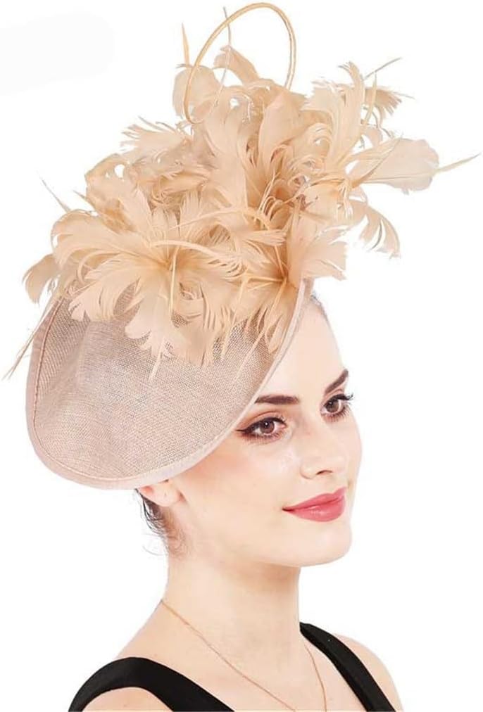 Feathers Hats Derby Fascinator Large Women Bridal Wedding Hat Elegant Big