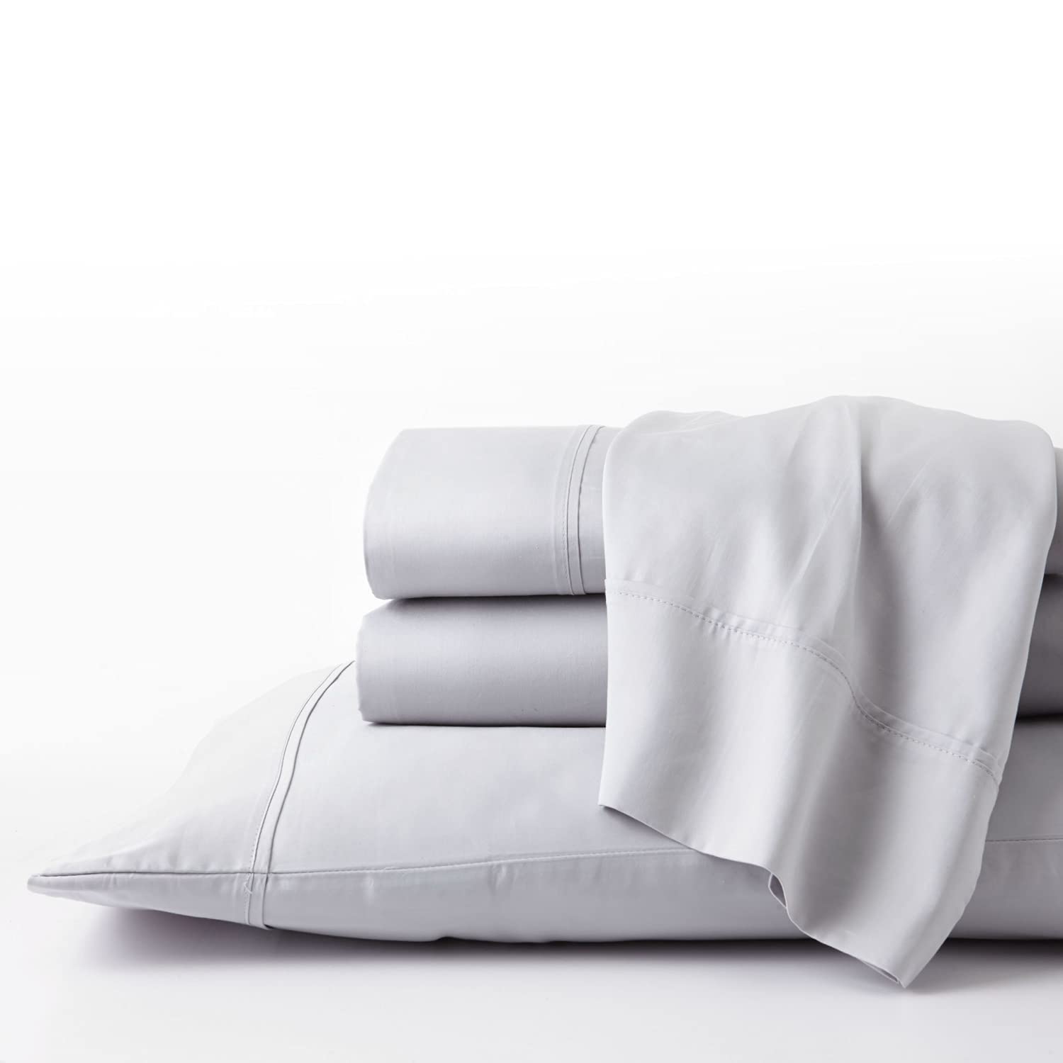 GhostBed Split King Cooling Supima Cotton and Tencel Luxury Sheet Set - Wrinkle Resistant with Deep Pockets, 7 Piece, Gray 4