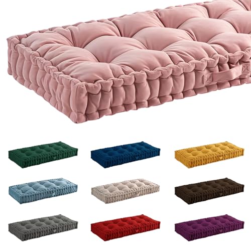 Rgzqrq Custom Bench Cushion for Indoor Furniture, Velvet window seat cushion, Tufted Indoor Thicken Bench Cushions, French Bench Seat Pads with Handle, 10CM Thick, 30+ Colors