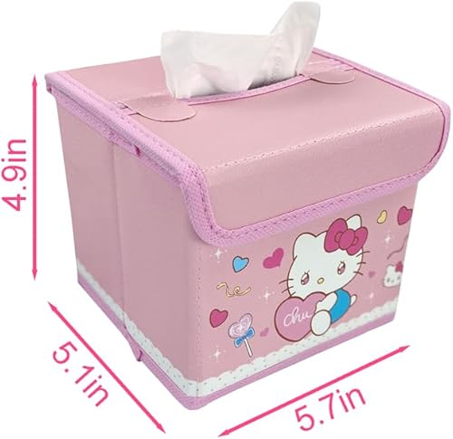 Miniatura 7 de Linda cubierta de caja de pañuelos, cubierta de caja de pañuelos de cuero PU, cubierta cuadrada de caja de pañuelos kawaii, soporte de caja de
