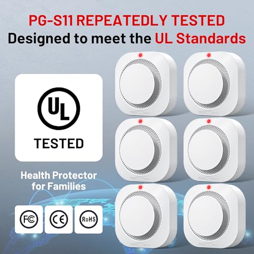 Smoke Alarm Fire Detector,Battery Operated Photoelectric Smoke Detector with Test Button and Low Battery Warning, Fire Alarms Smoke Detectors for Home, 6 Pack - Image 4