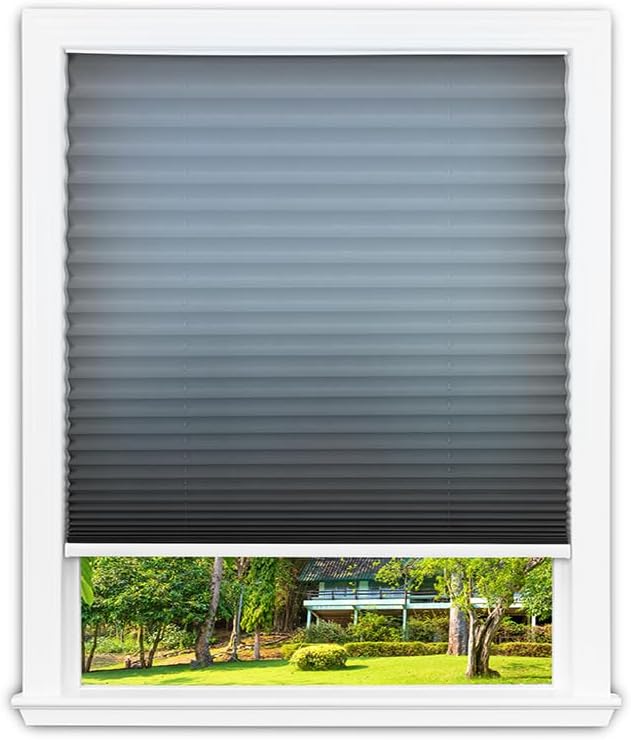 Redi Shade No Tools Easy Lift Trim-at-Home Cordless Pleated Light Filtering Fabric Shade Gray, 30" W x 64" L (Fits Windows 19 in - 30 in)