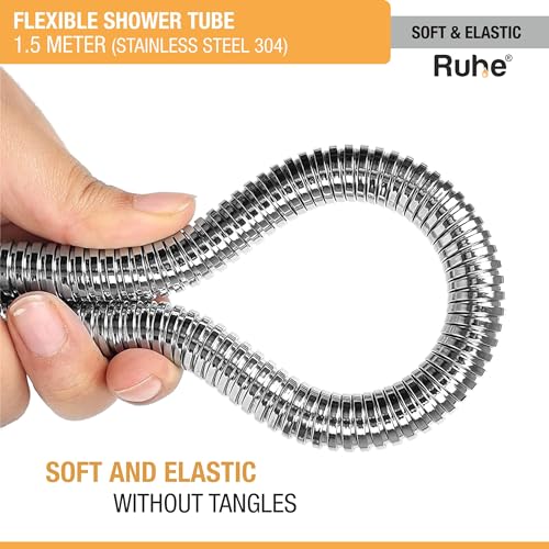 Image of Ruhe Shower Tube 304-Grade Stainless Steel - 1 Meter | Flexible Hand Shower Hose | Leak-Proof, Rust-Resistant, High-Pressure Compatible, Universal Bathroom Fittings