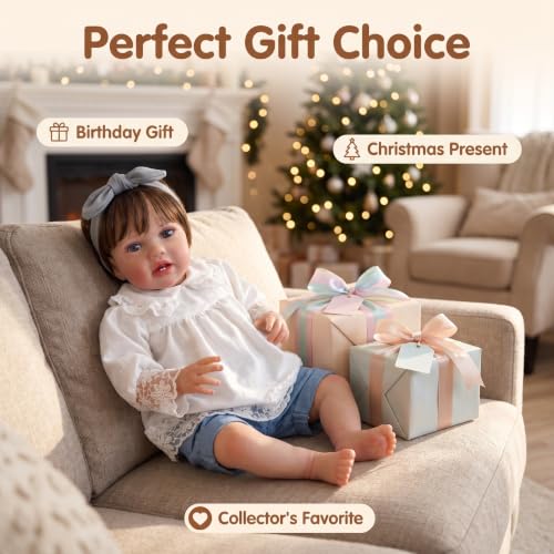 Muñeca Reborn bebé de 24 pulgadas suave para niños miniatura 6