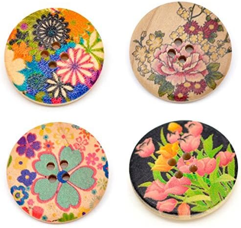 Wooden Painted Buttons Pack of 20 with Shizaru Designs Gift Bag